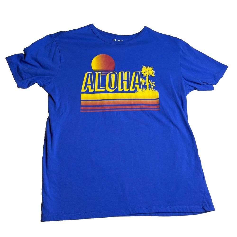 Children's Place Aloha Beach Short Sleeve Youth Cotton Hawaii Kids T-Shirt Sz XL